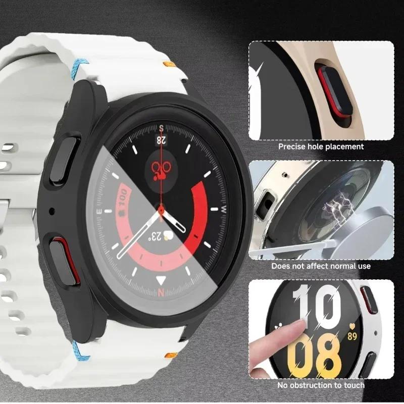 Case+Strap for Samsung Galaxy Watch 7 6 5 4 40mm 44mm Silicone Official Band PC Protector Cover Bumper Accessorie Galaxy Watch 7