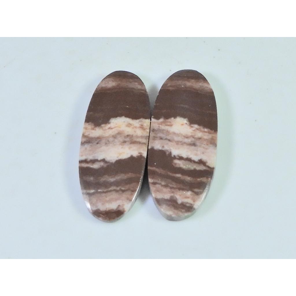 11X29X03 MM Natural Zebra Jasper Matched Pair Oval Cabochon Loose Gemstone B-267