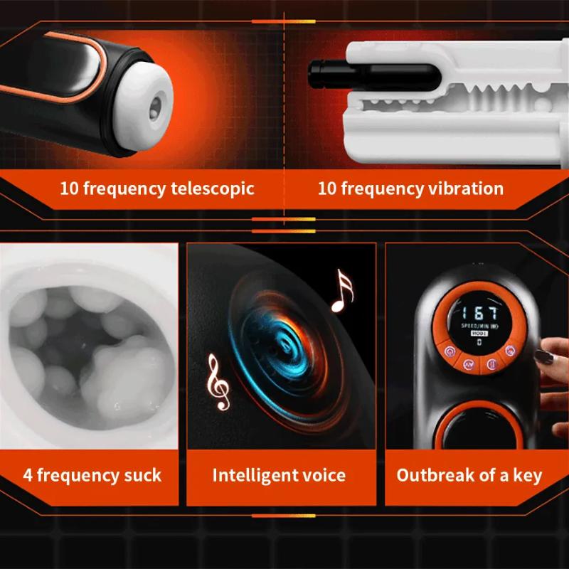 18+ Automatic Telescopic Male Masturbator, Pussy Vibration Blowjob Suction Machine, Masturbation Cup Adult Goods for Men