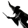 Black Witch Figurine for Home Shelf Faceless Sitter Figurine, 3D Printed Wizard Statue with Halloween Party Tabletop Decoration Wand Spell Book,