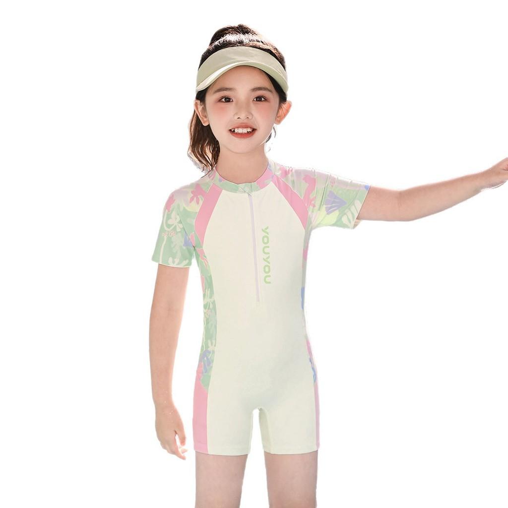 Childrens Swimsuit Girls Onepiece Hot Spring Swimwear With Chest Padding For Water Sports