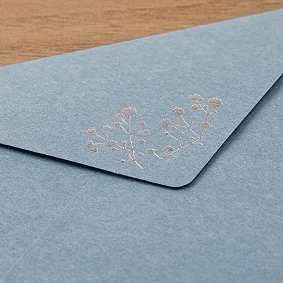 Midori Letter Set Foil-Pressed Envelope Babys Breath Pattern