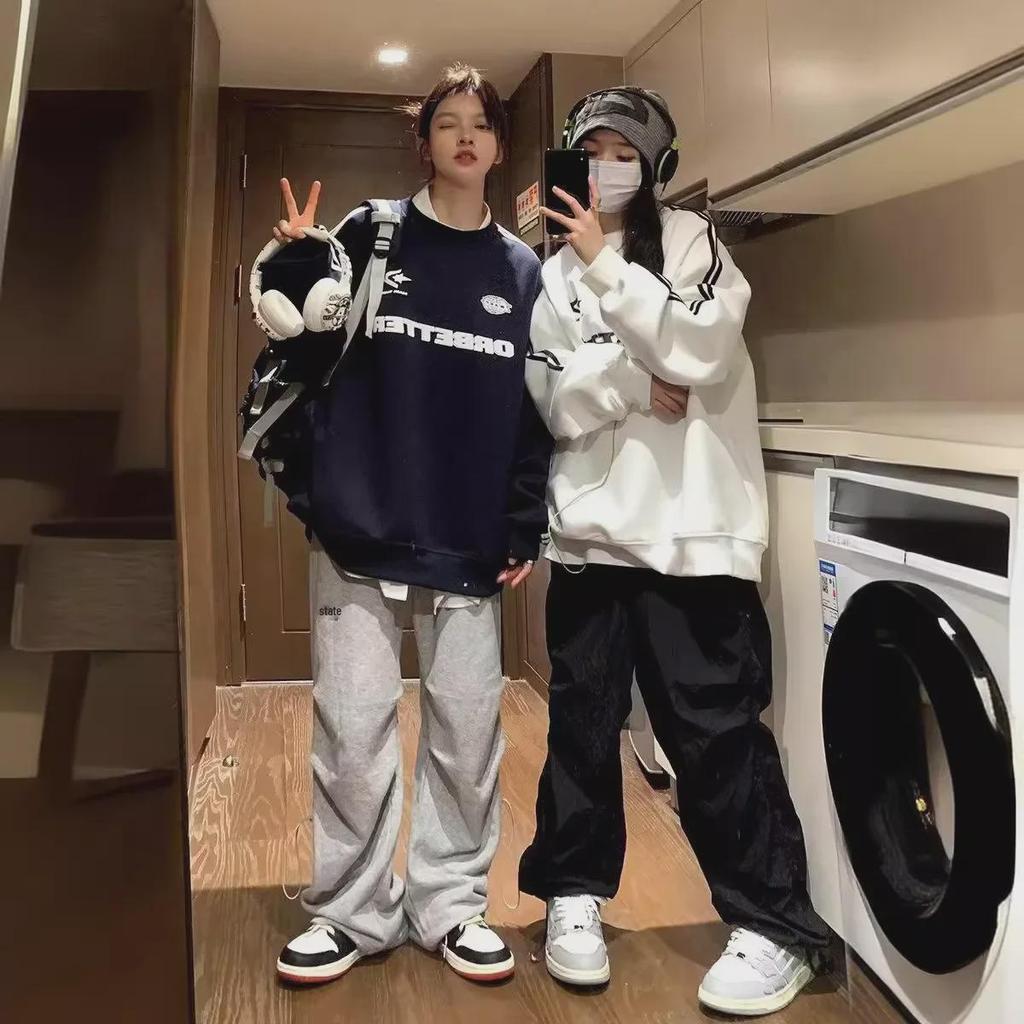 2024 Damen Amerikanischer Stil Lockerer Schnitt Rundhals Paar-Pullover - Frühling/Herbst