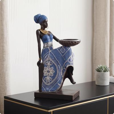 African Lady Figurine Candle Holder Afrocentric Woman EthnicInfluenced