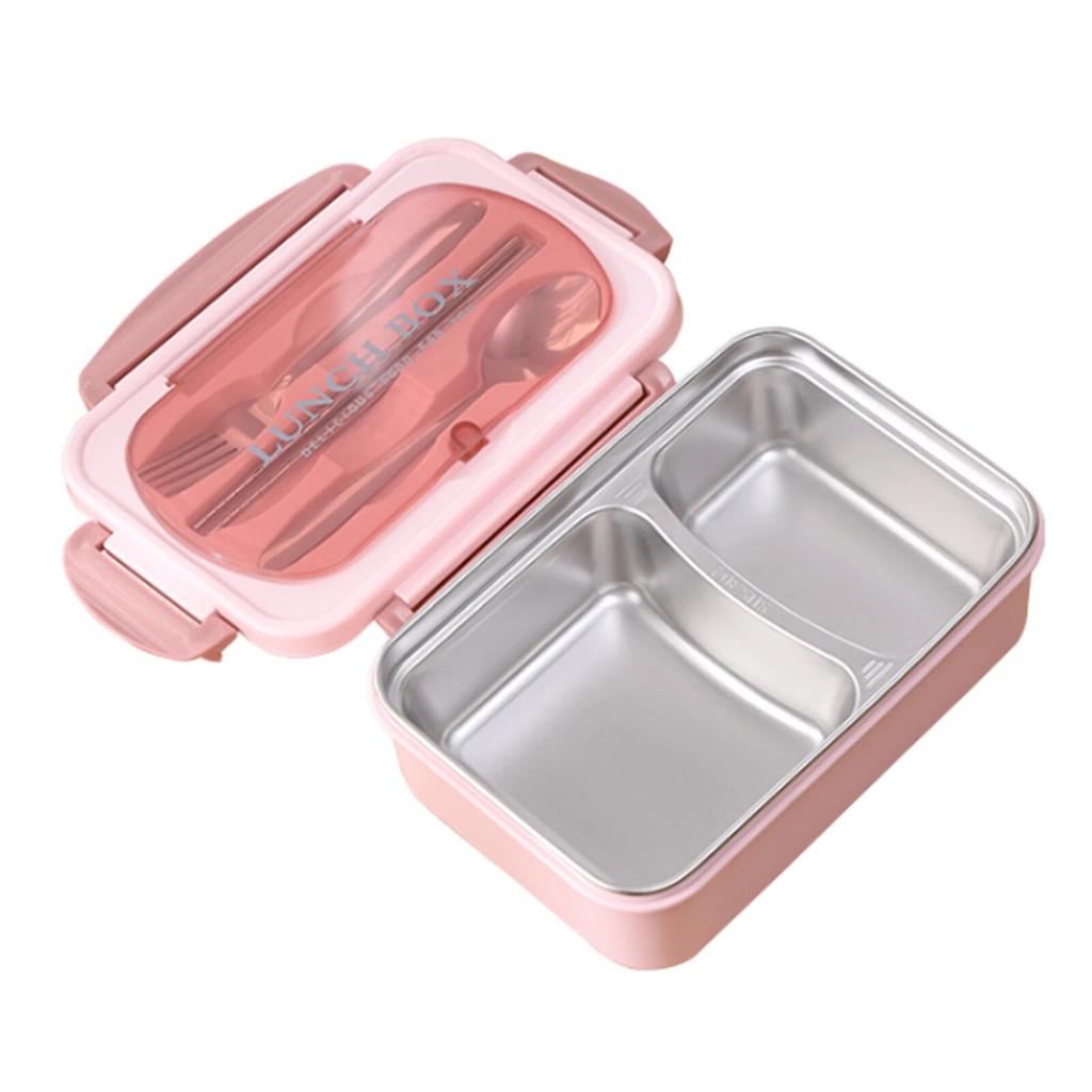 Portable Lunch Box 304 Stainless Steel Leakproof Divided Food Containers with Spoon and Chopsticks