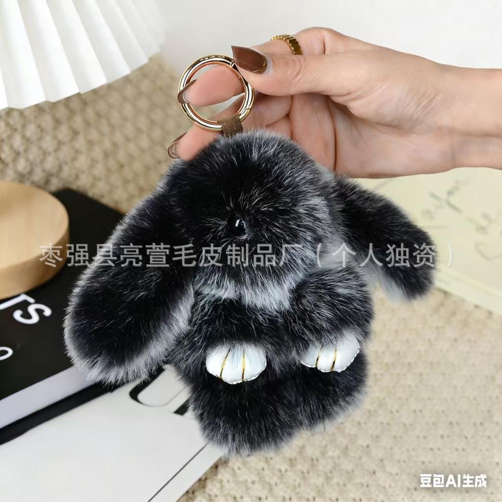 New Style 15cm Women's Rabbit Fur Keychain Bag Car Pendant Jewelry Decoration Fashionable Accessory for Bags and Gifts