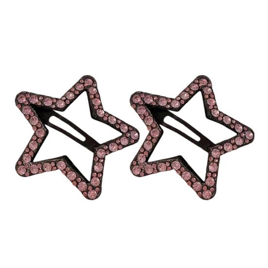 Hairpins Rhinestones Shining Hollow Five-Pointed Star Shape Hair Clips Stable Non-Damaging Hair