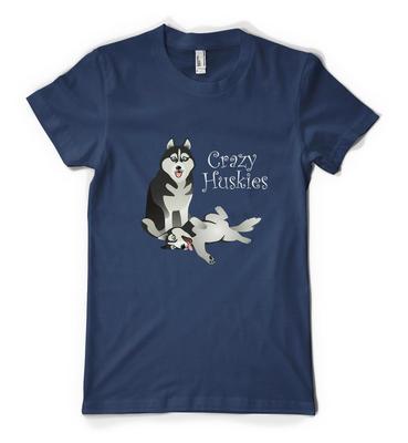 Blázniví husky Husky Psí plemeno Zvíře Sníh Personalizované Dospělé a dětské tričko
