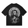Tattoo Trendy Manga Tattoo West Coast Street Dance Chicano Flower Font Cartoon American T-shirt Cotton Same Gender Design Summer
