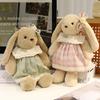 Pp Cotton Plush Bunny Doll With Checkered Dress And Floral Bow Decoration For Women And Friends
