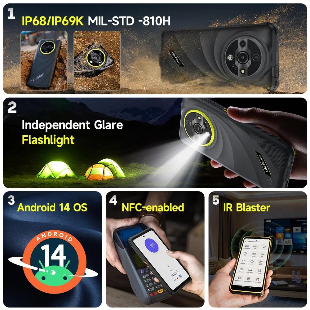 Ulefone Armor X31 4G Robustes Telefon 6,56” Android 15 Smartphone Bis zu 12 GB RAM 128 GB ROM 48 MP NFC Nachtkamera IR-Blaster Global