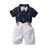 Summer Three-Piece Short-Sleeve Overalls Set for Boys