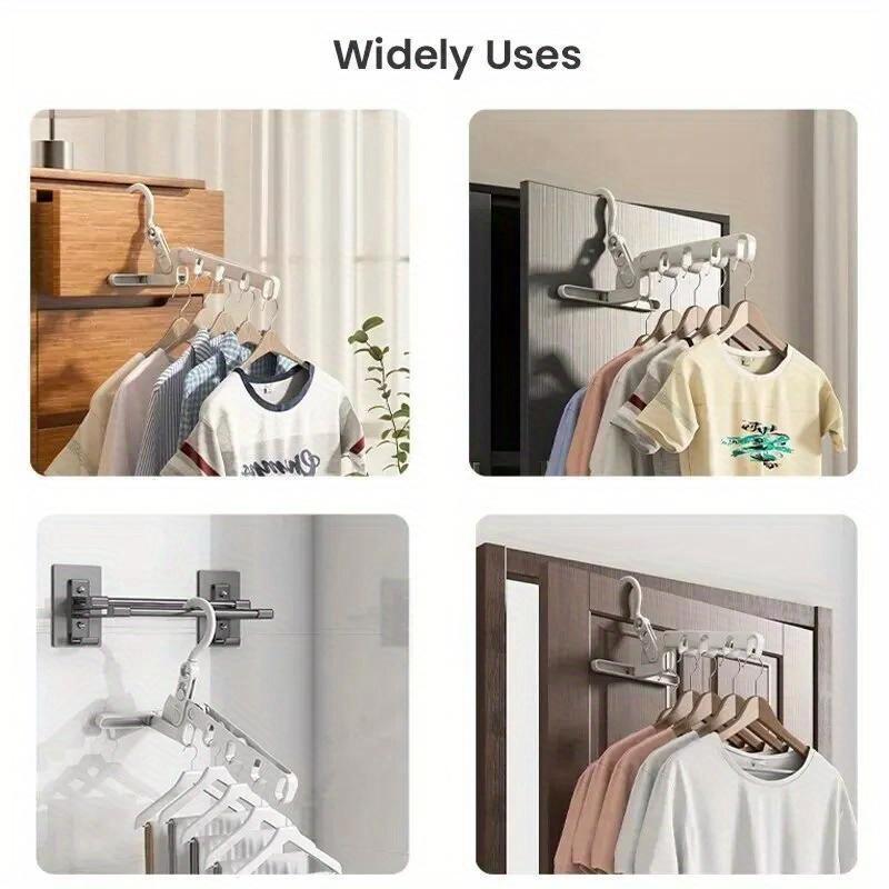 2pcs Portable Foldable Travel Hanger Folding Clothes Drying Rack Travel Hangers Hanging Rack with 5 Holes for Hotel Travel