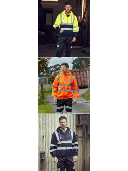 Reflective Hooded Zip-Up Outdoor Sports Fleece Jacket