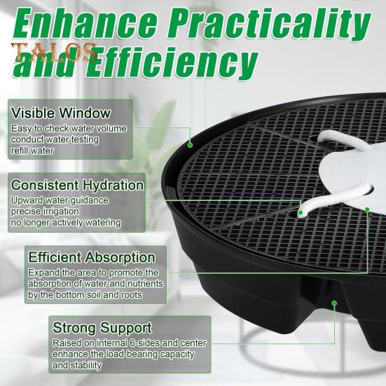 4Pcs Flower Pot Base Self-Watering Tray Set Elevated Plant Panels with Mesh Holes Prevent Over/Under Watering Plant Tray