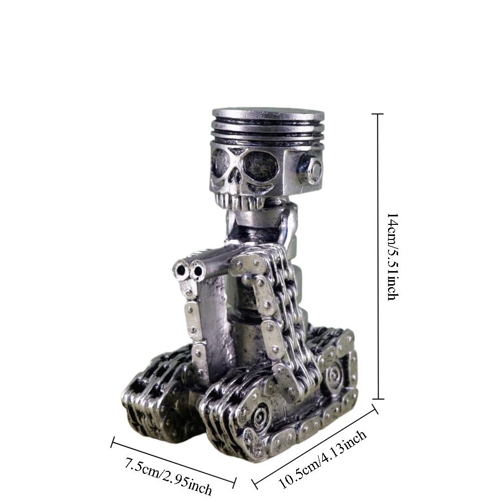 Mechanischer Punk Geschnitzter Kolben Totenkopf Gesicht Statue Kreative Europäischer Metallischer Stil Piraten Skulptur Harz Figur Desktop Deko