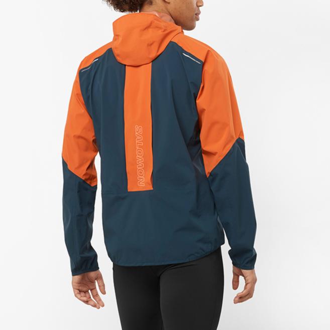 SALOMON Bonatti Trail Waterproof Color-Block Zip-Up Hooded Jacket Men Jackets Burnt-Orange LC2135500