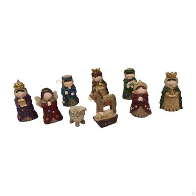 10Pcs Estatuetas de Natal Conjunto de Natividade Decoração de Natal Resina Escultura Decorativa Estátua em Miniatura para