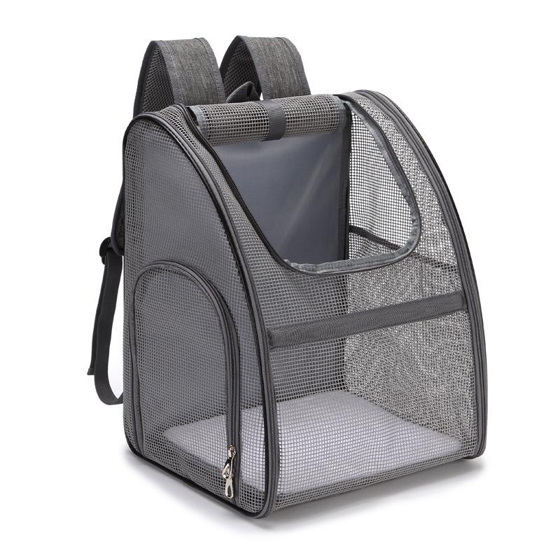

Pet Breathable Double Shoulder Backpack for Cats and Dogs - Foldable Outdoor Travel Carrier Large сірий