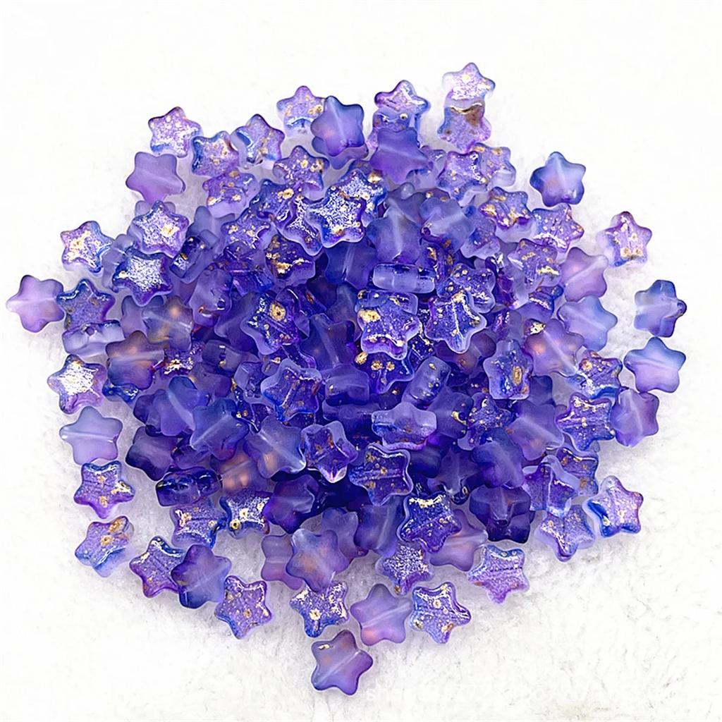 Colorful 30pcs 8mm Mini Polychrome Cute Gradient Five-pointed Star Glass Beads Loose Spacer Beads Jewelry Making DIY Handmade