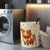1pc, 2D Flat Printed Dirty Clothes Basket, Cute Highland Cow Large Capacity Foldable Storage Basket, with Sturdy Handle, Suitable for Bedroom, Bathroo