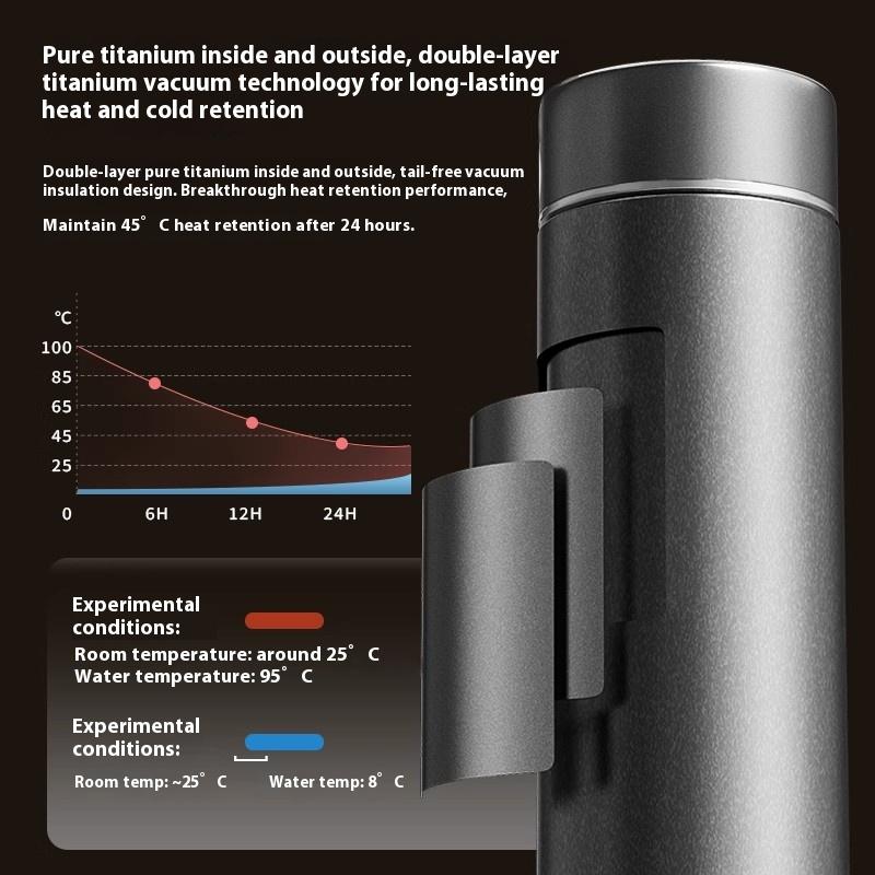 Čistě titanový izolovaný hrnek pro zdraví Antibakteriální hrnek na vodu Velká kapacita Přenosný hrnek na čaj Domácí kancelářský izolovaný hrnek