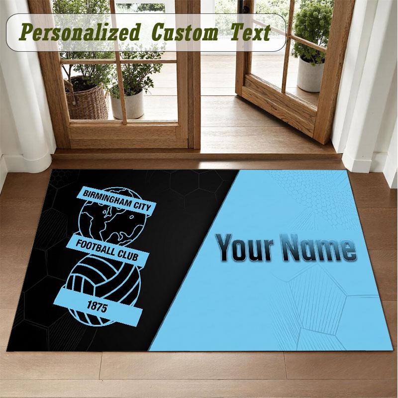 Crystal Velvet Square Rug Custom NameBIRMINGHAM CITY Pattern Non Slip Home Floor Decor Rug