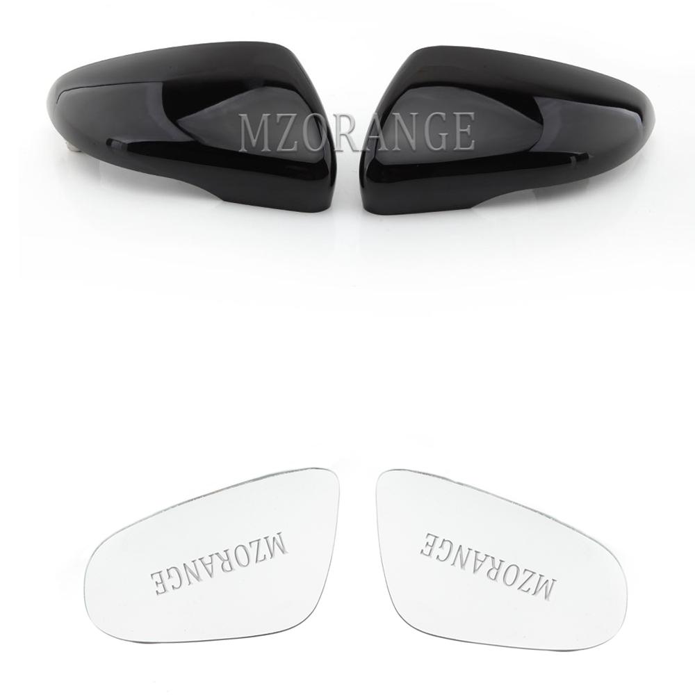 Heated Side Mirror Glass Rear View Mirror Cover Cap for VW Golf 6 MK6 2009-2013 Bright Black Door Wing Mirror Housing Cover