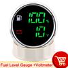 52mm 2in1 Gauge Digital Fuel Level Water Level Gauge With Alarm Water Temp Holding Tank Level Gauge Voltmeter for Car Boat Yach