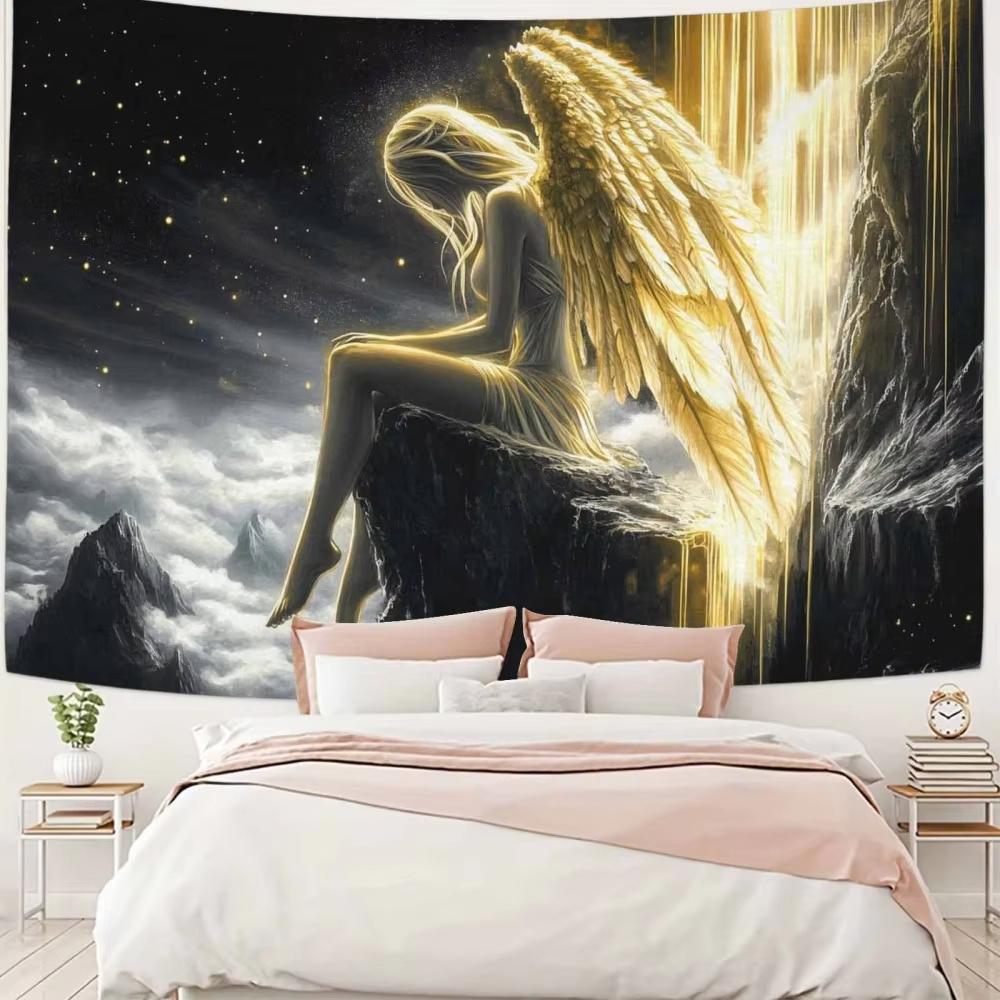 VIKAMA Nordic Mythology Angel Tapestry Ins Style Light Luxury Bedroom Living Room Background Wall Decoration Tapestry