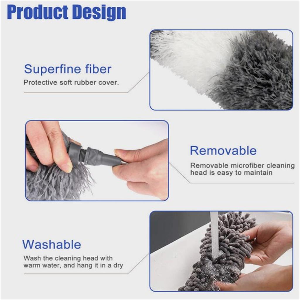 Mikrofaser-Staubwedel, 4 Stück, ausziehbare, biegsame Staubwedel mit Verlängerungsstange, Reinigungswerkzeuge für die Reinigung von Deckenventilatoren, Möbeln, Autos
