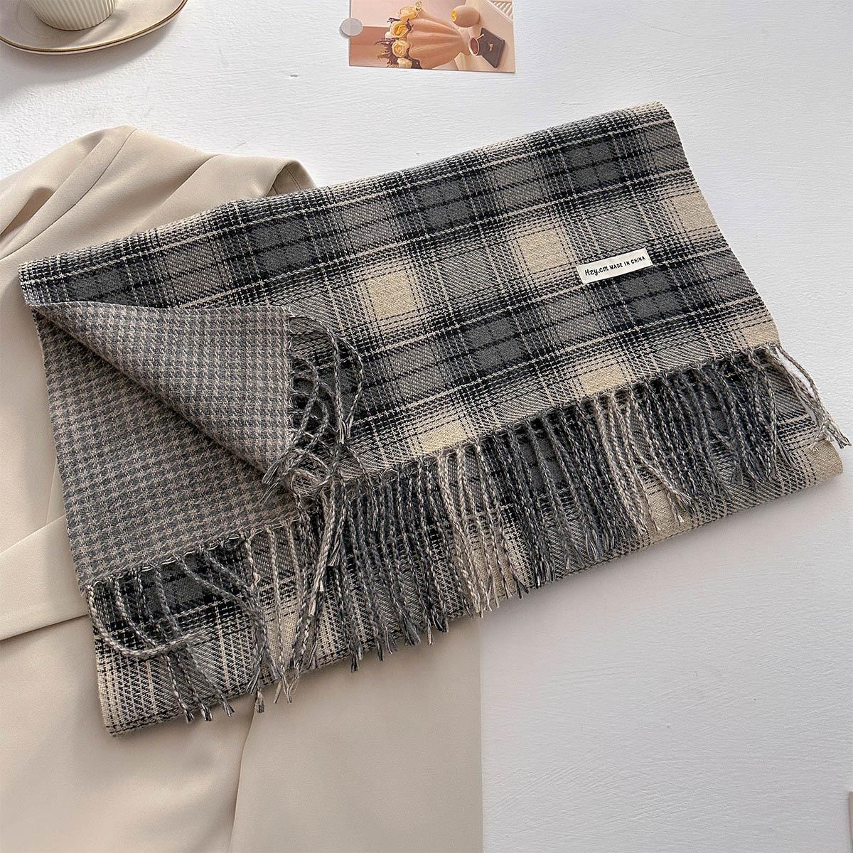 

Winter Warmer Scarf For Women Elegant Thickened Tassel Pashmina Shawl Faux Cashmere Warps Autumn Luxury Blanket For Ladies