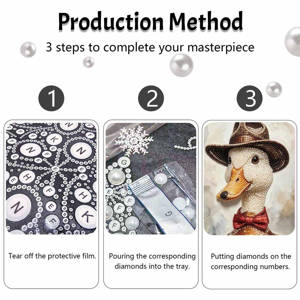 Pearl painting diy sticky diamond creative goose cowboy hat bow tie diamond painting kit living room hanging painting