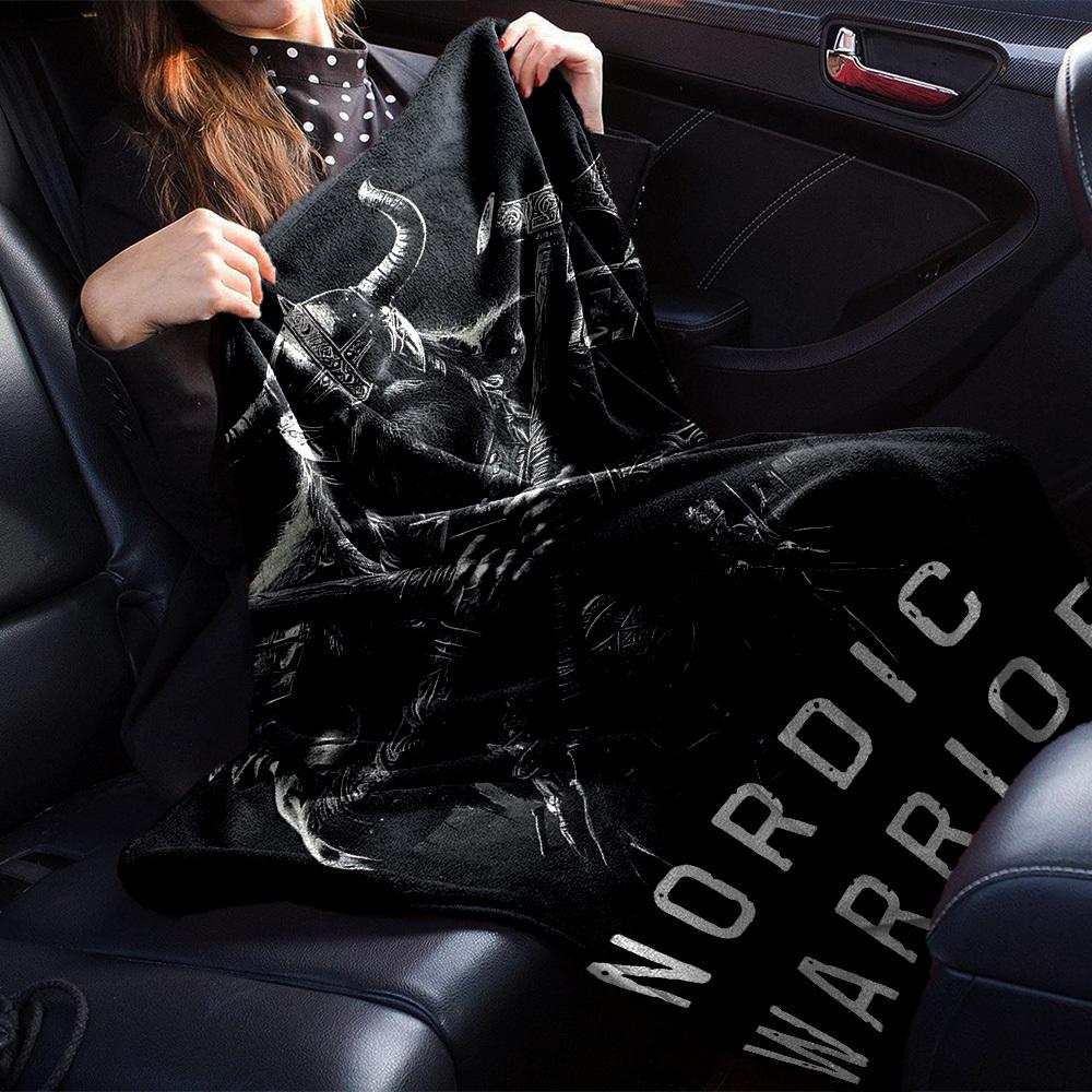 1pc Nordic Warrior Throw Blanket Soft Flannel, Cozy All Season Polyester Perfect for Home, Office