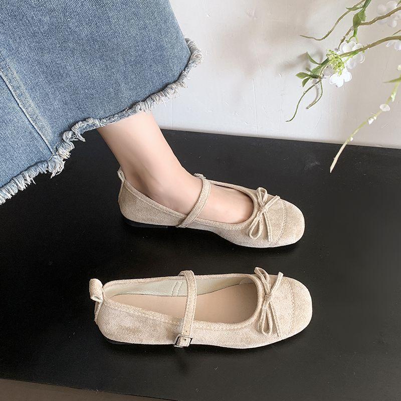 French retro single shoes women's bow new Mary Jane shoes spring gentle ballet shoes single shoes skirt