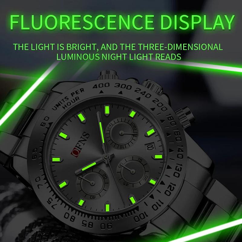 Fashion Men Watch Luminous Waterproof Chronograph Date Man Wristwatch Big Dial Stainless Steel Quartz Analog Watches Reloj