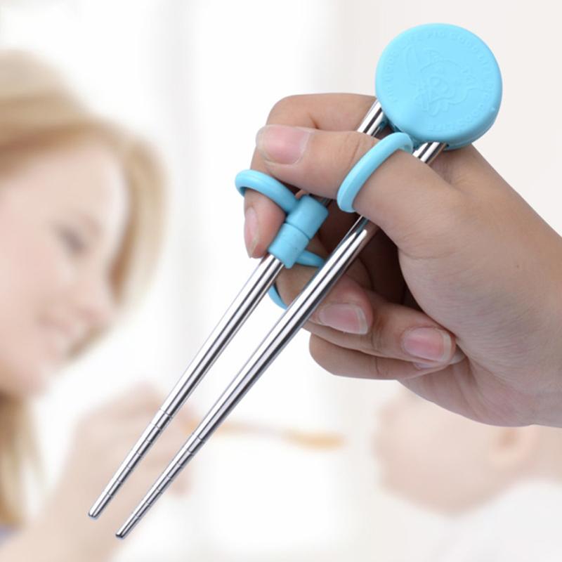 

Portable Kids Learning Training Chopsticks Reusable Stainless Steel Chopsticks рожевий