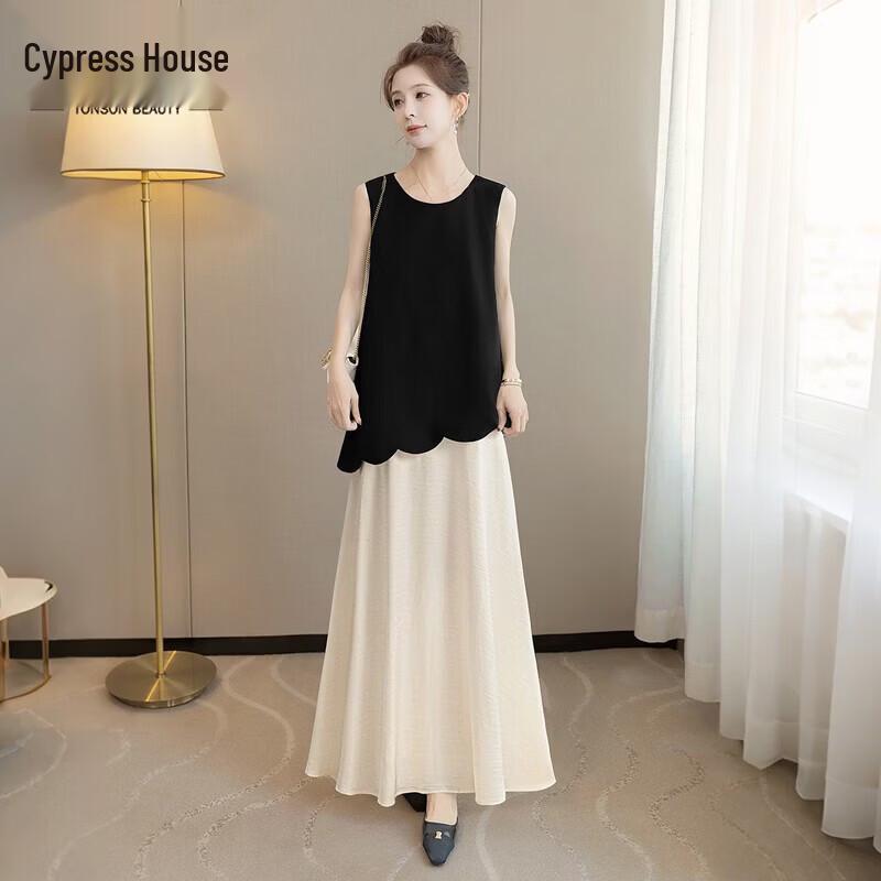 Sibo She Women s Patchwork Color-Block Sleeveless A-Line Dress L