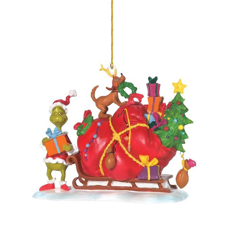 

Creative Grinch Pendant: Green Acrylic Christmas Tree Ornaments