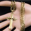 1PC Cross Long Necklace Stainless Steel Gold Plated Christian Long Necklace Bicycle Jewelry