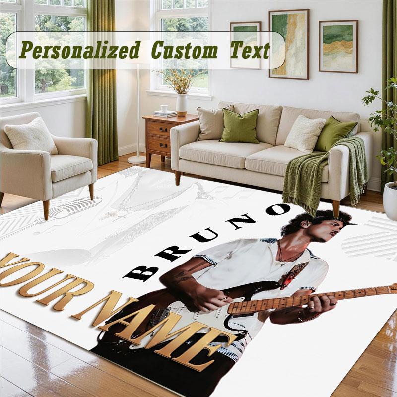 Crystal Velvet Square Rug Custom NameBruno Mars Pattern Non Slip Home Floor Decor Rug
