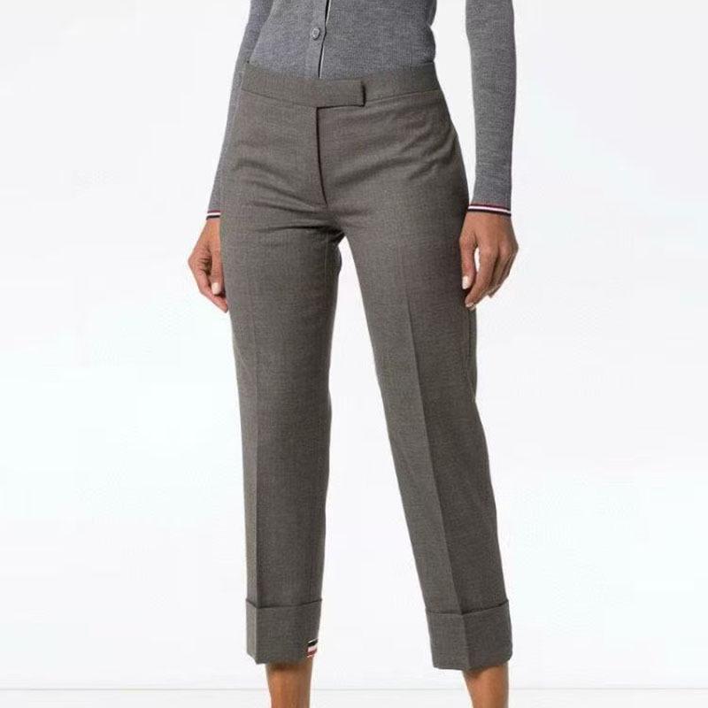 Nanyou Women s High-End Wool Blend Two-Tone Stripe Slimming Cropped Suit Pants - Winter Straight Leg Versatile Style. L чёрный