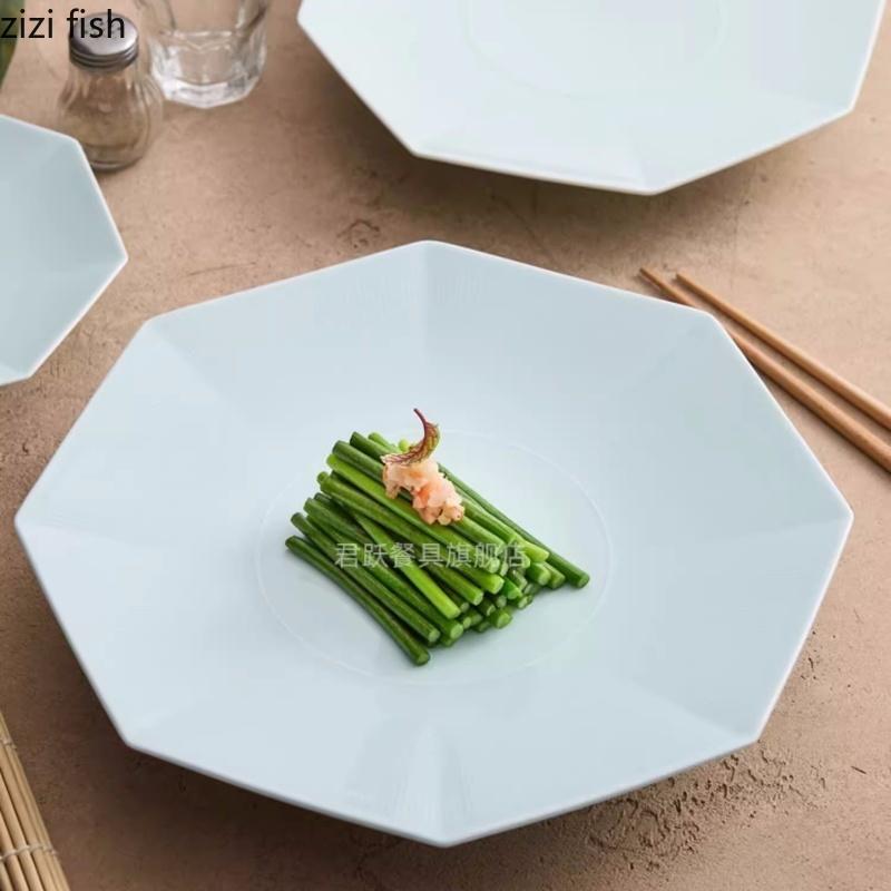High Footed Ceramic Dining Plate Fruit Plates Sushi Plate Western Style Steak Plates Display Tray Dessert Bowl Dim Sum Dish Tray