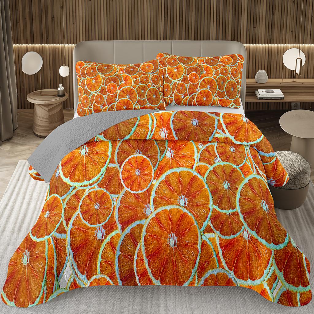 Citroen Twin Queen King Sprei Set Oranje Gewatteerde Sprei 2/3 stuks Zomer Tropisch Fruit Beddengoed Set Botanisch Thema Huisdecoratie