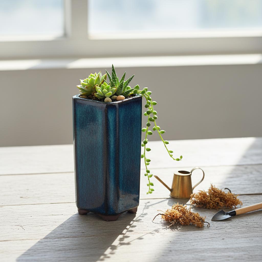 Mini Purple-Clay Pot for Succulents with Drainage Hole Ceramic Planter for Home Decor