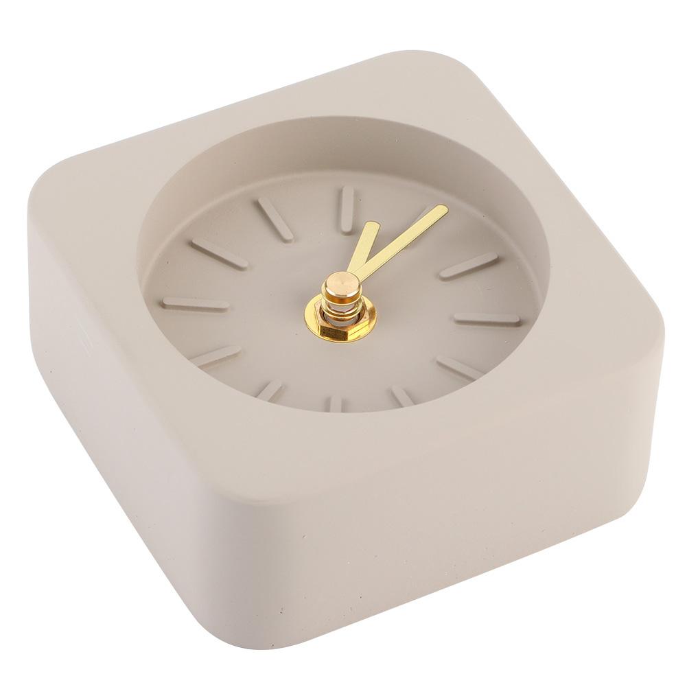 GEEKCOOK Simple Square Cement Desk Clock for Office Home Living Room Household DecorBrown