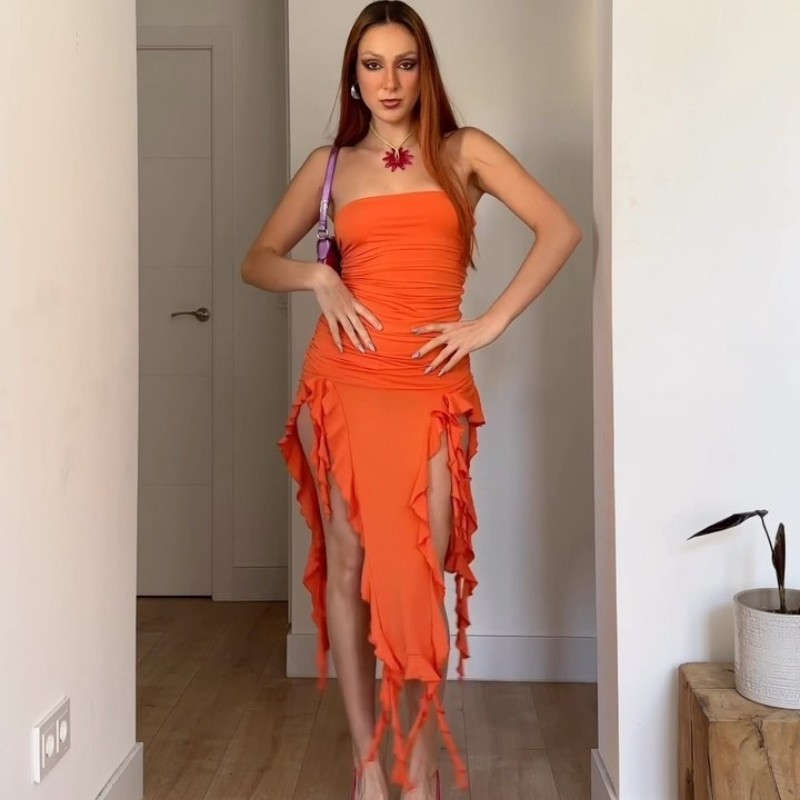 Spicy girl dress Women's Clothing Bra skirt Summer Sense of design Irregular Dress Sleeveless