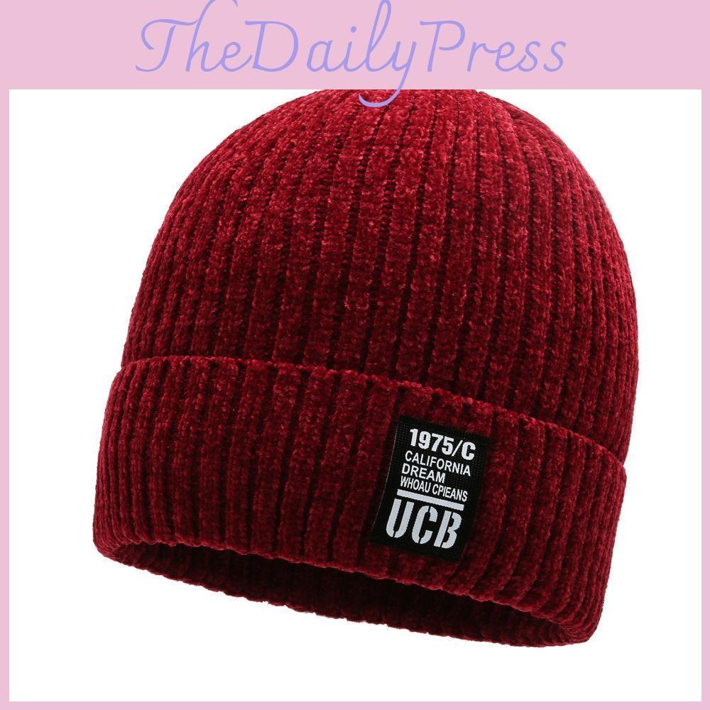 Color Solid Knitted Hat Letter Printing Beanie Caps Windproof Fashion Gifts