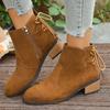 Fashion 2025 Winter Pointed Toe Women Ankle Boots Suede Mid Heels Lace Up Shoes Trend Designer Chunky Pumps Goth Chelsea Botas De Mujer