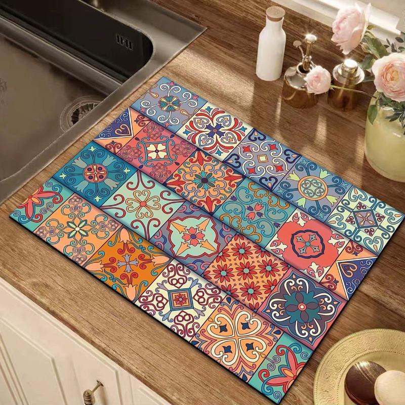 Ретро-персидский узор Дренажный коврик Верхняя часть холодильника Нескользящий Диатомовый защитный коврик Коврик для слива кофе Настольные коврики для домашнего декора 20x30cm 1070₽